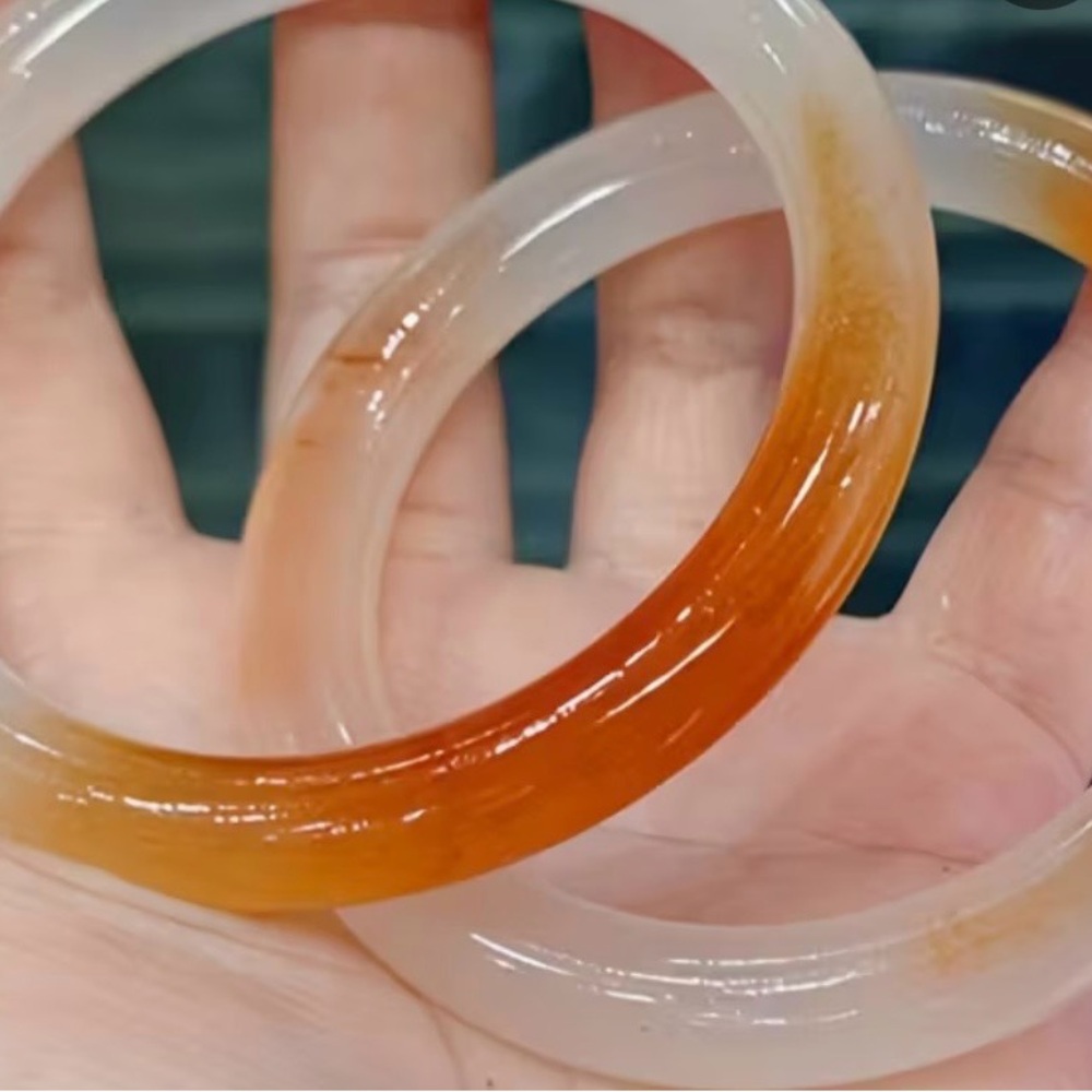 Elegant White and Orange Bangle Set